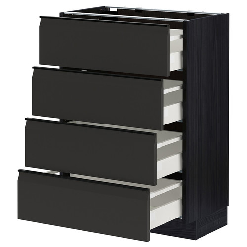 METOD / MAXIMERA Base cab 4 frnts/4 drawers, black/Upplöv matt anthracite, 60x37 cm