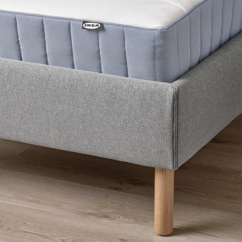 TÄRNKULLEN Upholstered bed frame, Tibbleby beige/grey, 140x200 cm