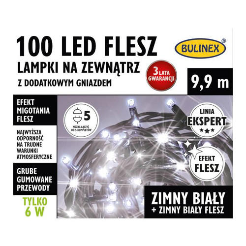 Christmas Lights 100 LED Bulinex Flash 9.9 m, cool white