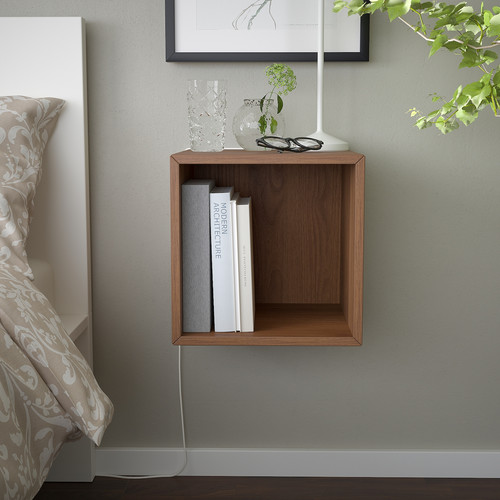 EKET Wall-mounted shelving unit, walnut effect, 35x35x35 cm