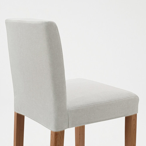 BERGMUND Bar stool with backrest, oak/Orrsta light grey, 62 cm