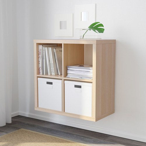 KALLAX Shelving unit, white stained oak effect, 77x77 cm