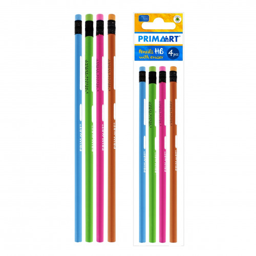 Prima Art Triangular Pencil HB with Eraser 4pcs