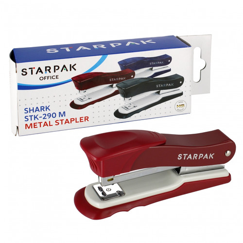 Metal Stapler, 20 Sheets, 24/6, 26/6, dark red