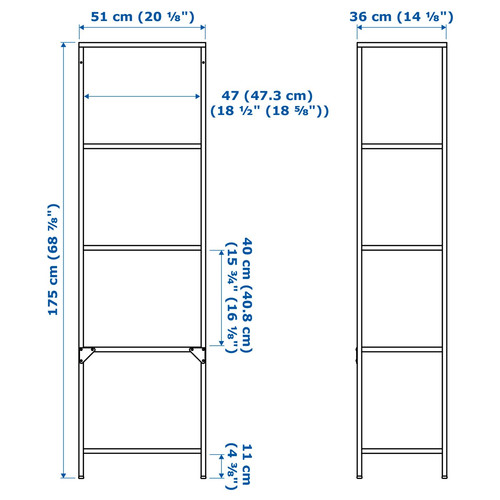 VITTSJÖ Shelving unit, black-brown, glass, 51x175 cm