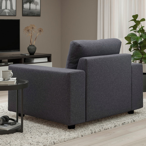 VIMLE Armchair, with wide armrests/Gunnared medium grey