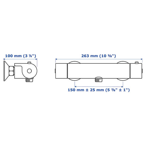 VALLAMOSSE Thermostatic shower mixer, chrome-plated, 150 mm