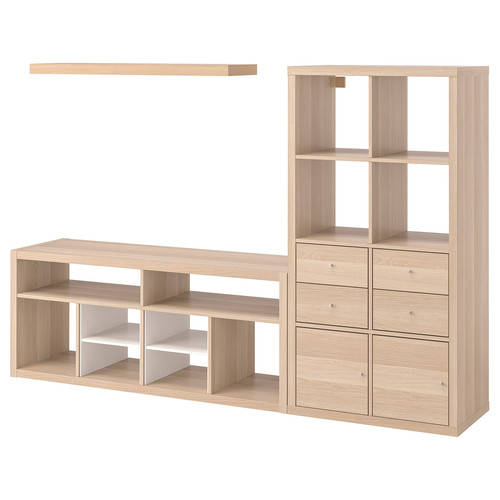 KALLAX / LACK TV storage combination, white stained oak effect, 224x39x147 cm