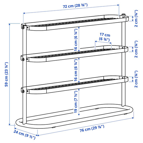 ÄLGANÄS Shoe rack, black, 76x24x59 cm