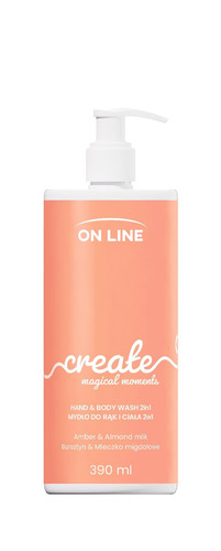 ON LINE Hand & Body Wash 2in1 Create Amber & Almond Milk Vegan 390ml