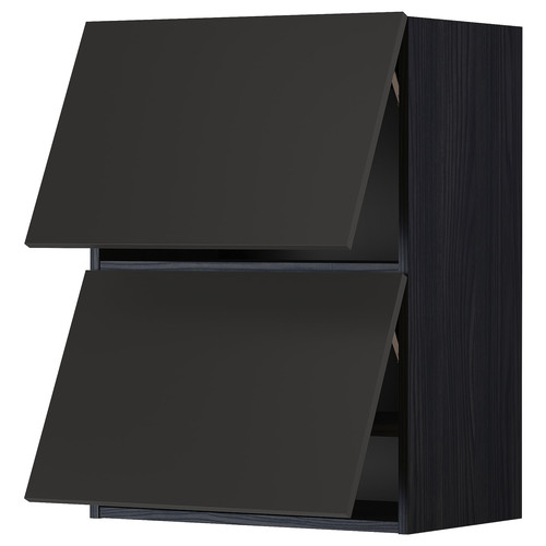 METOD Wall cab horizo 2 doors w push-open, black/Nickebo matt anthracite, 60x80 cm