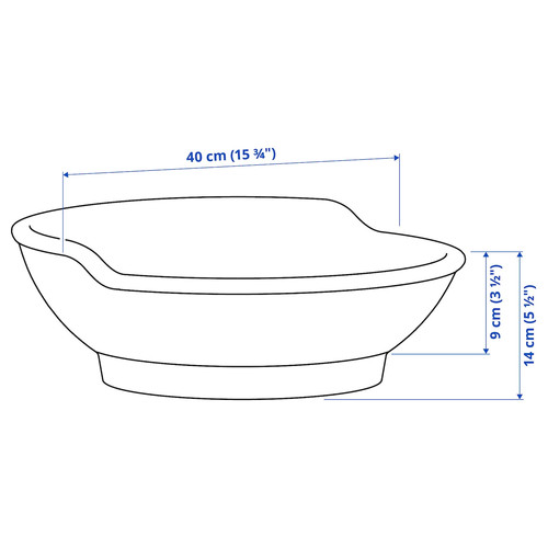 VÄSTERSJÖN Countertop wash-basin w water trap, white, 40x14x9 cm