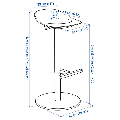 JANINGE Bar stool, white, 76 cm