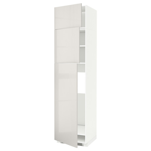 METOD High cab for fridge with 3 doors, white/Ringhult light grey, 60x60x240 cm