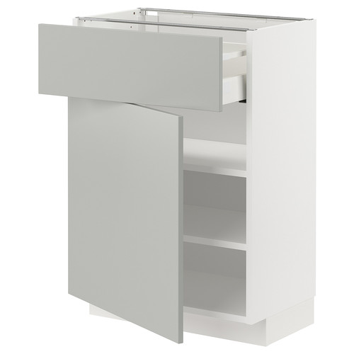 METOD / MAXIMERA Base cabinet with drawer/door, white/Havstorp light grey, 60x37 cm