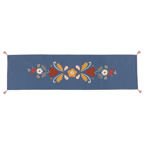 SLÄTTIKA Table-runner, blue/red, 35x130 cm