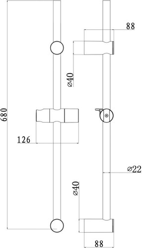 GoodHome Shower Bar Cavally, matt black