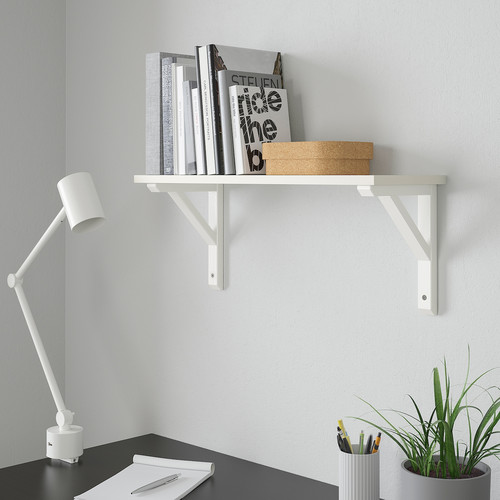 BURHULT / SANDSHULT Wall shelf, white, white stained aspen, 59x20 cm