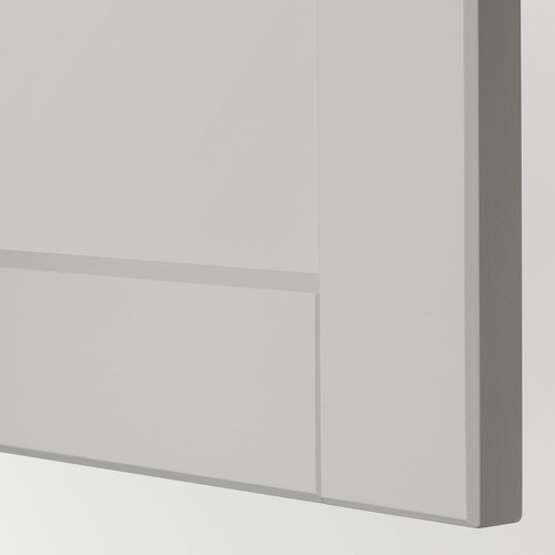 METOD / MAXIMERA Hi cab f micro w door/2 drawers, white/Lerhyttan light grey, 60x60x200 cm