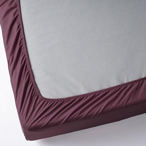 ULLVIDE Fitted sheet, deep red, 160x200 cm