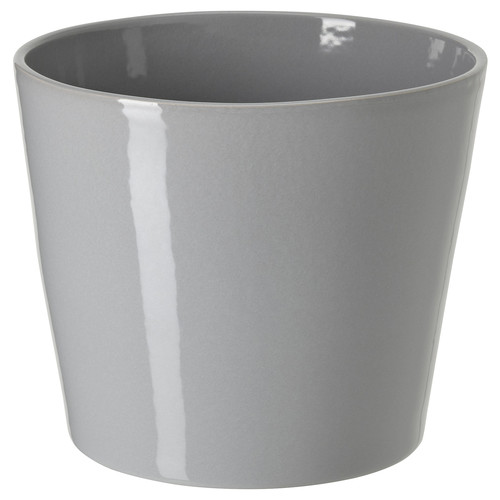 SKOGSVINBÄR Plant pot, in/outdoor grey, 15 cm