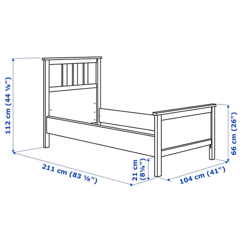 HEMNES Bed frame, white stain, Luröy, 90x200 cm