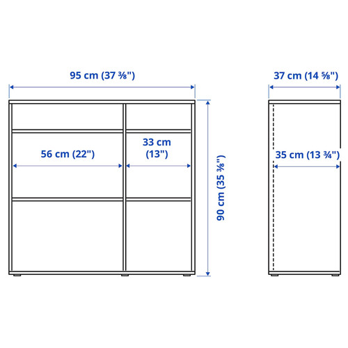 VIHALS Shelving unit with 4 shelves, white, 95x37x90 cm