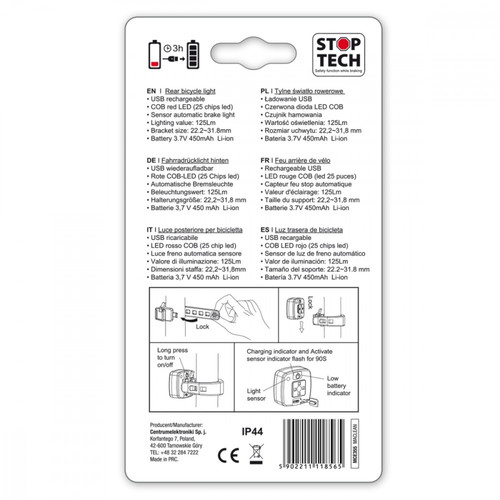 MacLean Bicycle LED Light with Brake Sensor MCE35