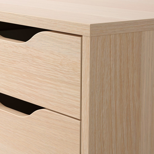 ALEX Drawer unit on castors, white stained oak effect/black, 36x76 cm