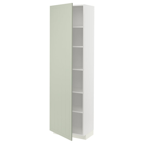 METOD High cabinet with shelves, white/Stensund light green, 60x37x200 cm
