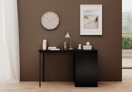 Desk with Drawer Nicole 120 cm, matt black, black legs