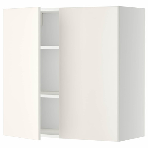 METOD Wall cabinet with shelves/2 doors, white/Veddinge white, 80x80 cm