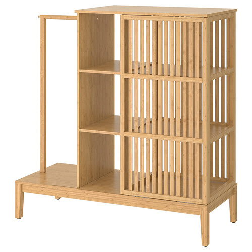 NORDKISA Open wardrobe with sliding door, bamboo, 120x123 cm