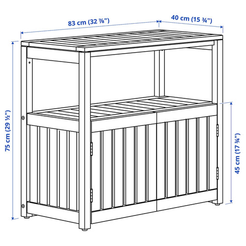 NÄMMARÖ Storage, outdoor, light brown stained, 83x75 cm