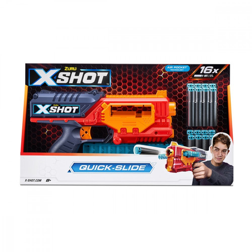 ZURU X-Shot Launcher Excel Quick Slide 16 Darts 8+