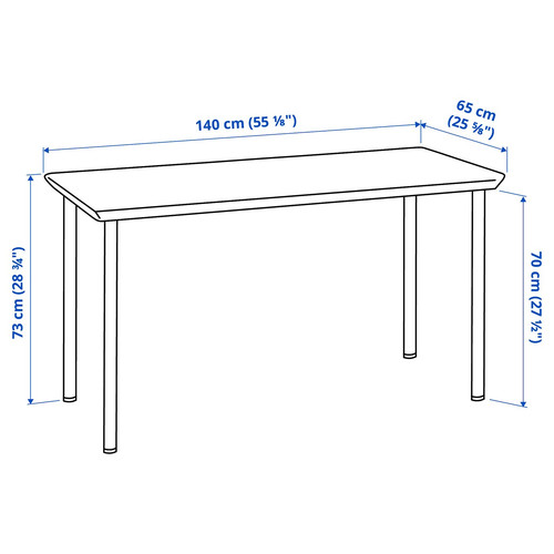 ANFALLARE / ADILS Desk, bamboo/white, 140x65 cm