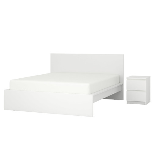 MALM Bedroom furniture, set of 2, white, 180x200 cm