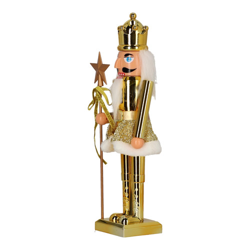 Nutcracker Christmas Decoration 38cm, crown, gold