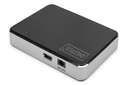 Digitus USB 2.0, 4-Port Hub, 4x USB A/F, 1x USB Bmini/F incl. USB A/M to mini5P cable, black