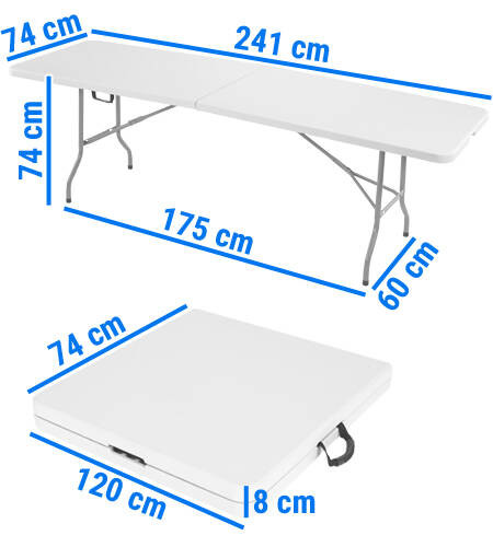 Folding Catering Table 240cm, white