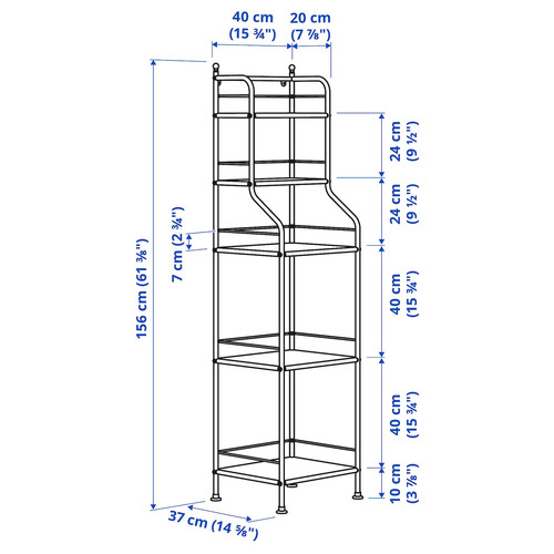 FRÖSJÖN Shelving unit, black, 40x156 cm