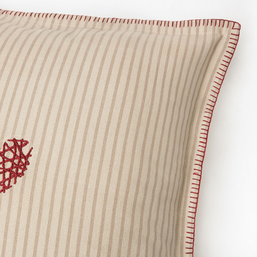 MÄVINN Cushion cover, beige red/heart, 50x50 cm