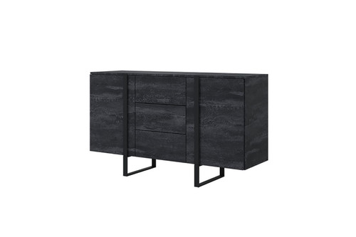 Cabinet with 2 Doors & 3 Drawers Verica 150 cm, charcoal/black legs