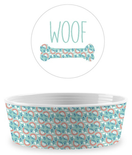 TarHong Flower Fields Single Wall Dog Bowl, aqua, small, 13.8cm/0.5L