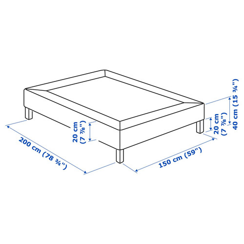 LYNGÖR Slatted mattress base with legs, dark grey, Standard King