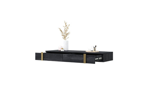Wall-Mounted Console Table Dresser Verica, charcoal/gold handles