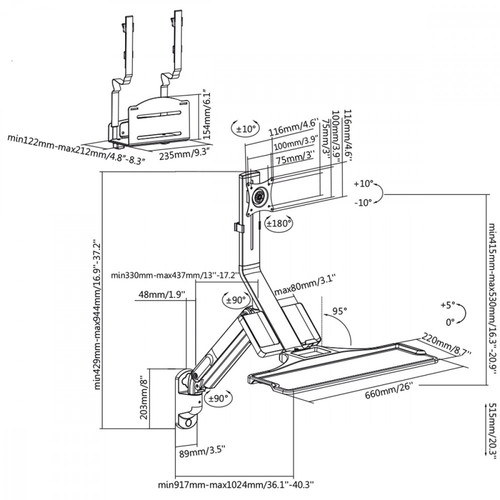 MacLean Monitor And Keyboard Wall Mount MC-838