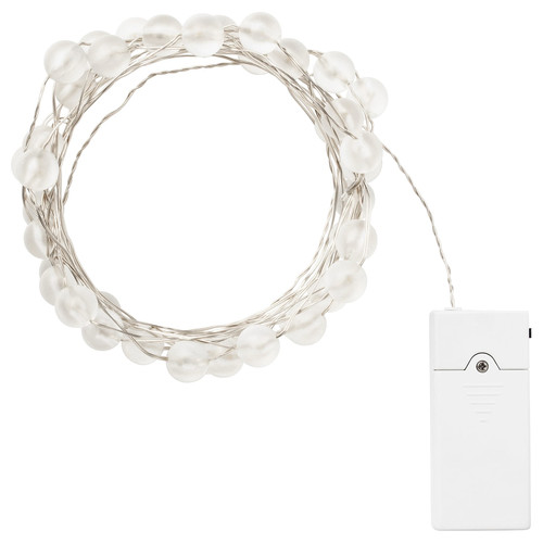 SNÖYRA LED string light with 40 lights, indoor, battery operated silver