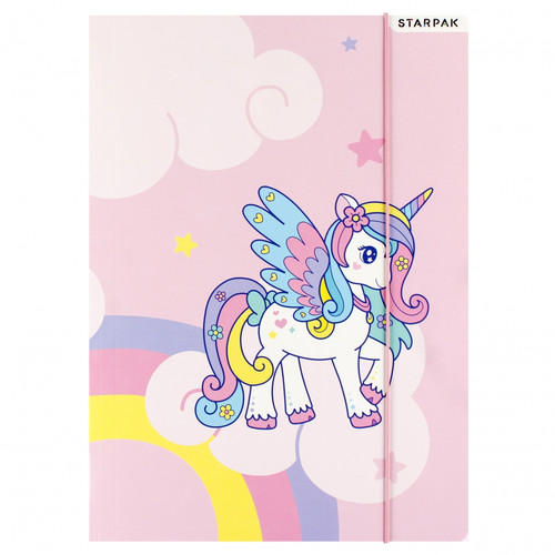 Paper Folder with Elastic Band A4 Unicorn 10-pack, assorted patterns