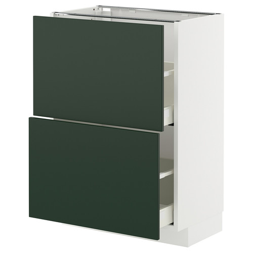 METOD / MAXIMERA Base cabinet with 2 drawers, white/Havstorp deep green, 60x37 cm